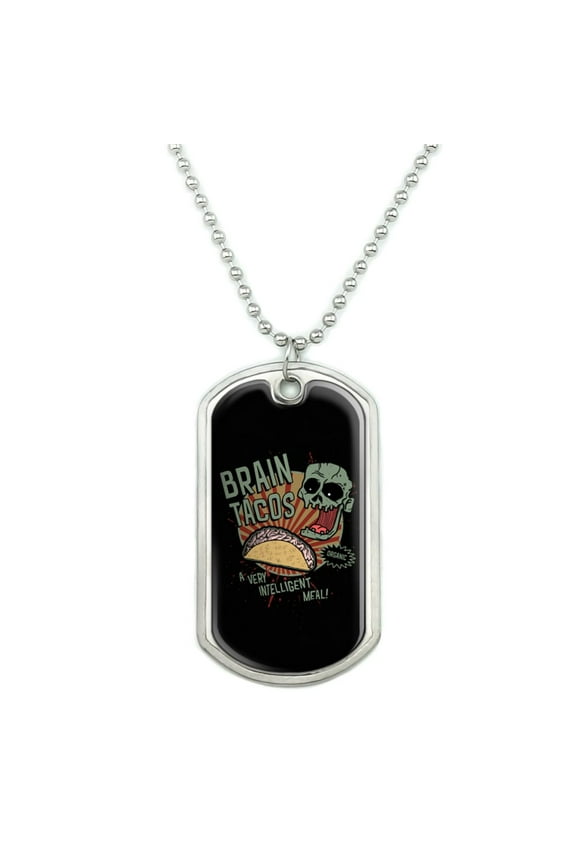 Brain Tacos Military Dog Tag Pendant Necklace with Chain