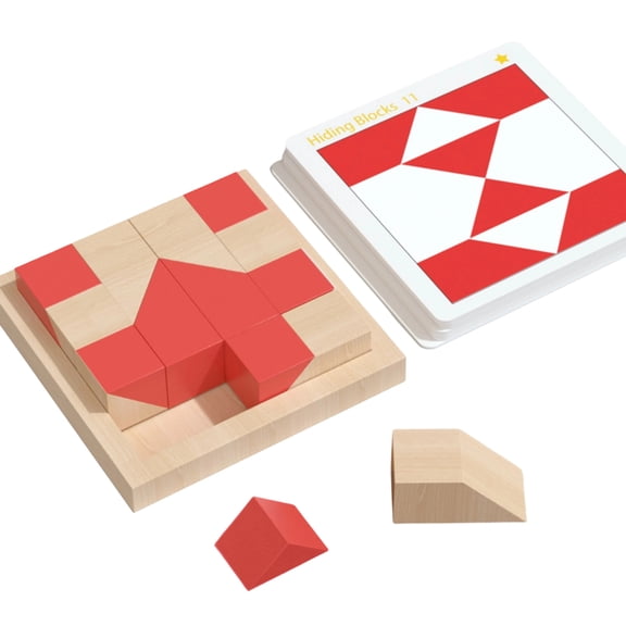 Brain Teaser Building Block Puzzle, Family Games for Student and Adults, Games for Game Night, Puzzle for Adults, Red Hidden Block Logic Training Desktop Game, 5X5X1 Inch Durable