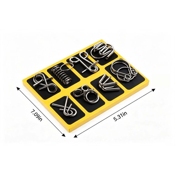 Brain Teaser Linked Rings Puzzle Set Disentanglement Game for Logic Puzzle Play and Travel Display