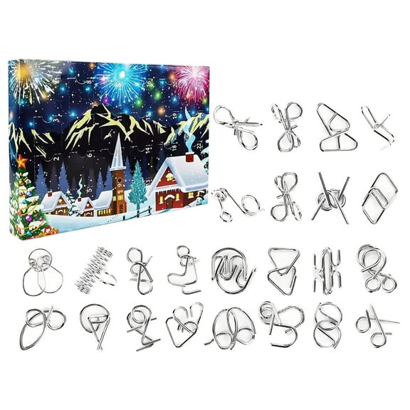 Brain Teaser Puzzles Advent Calendar 2025 Metal Puzzles Christmas Countdown Calendars for Kids Adult