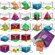 Brain Teaser Puzzle Cube Keychains, 24-Pack Mini Maze Toys for Kids, Party Favors, Goodie Bag Fillers & Classroom Rewards