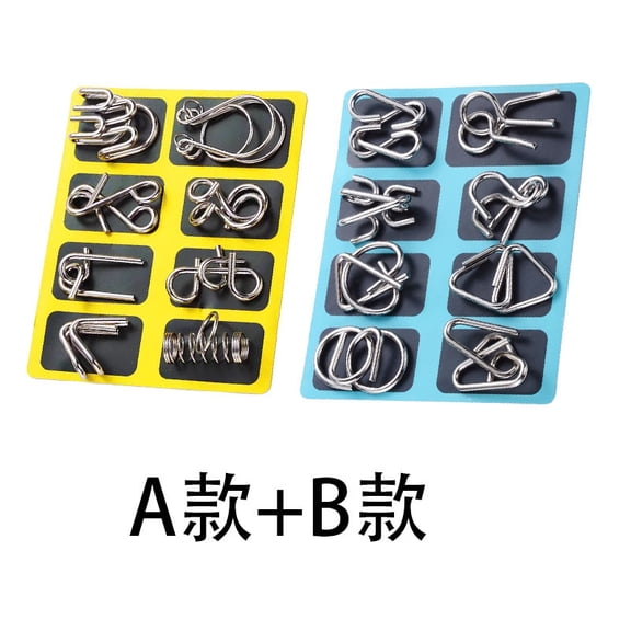 Brain Teaser Puzzles,Metal Montessori Puzzles,40pcs Metal Brain Teaser Puzzle Ring Interwoven Metal Game Challenging Iron Ring Puzzle Toy,Metal Puzzle Ring Disentanglement Set.(A+B)
