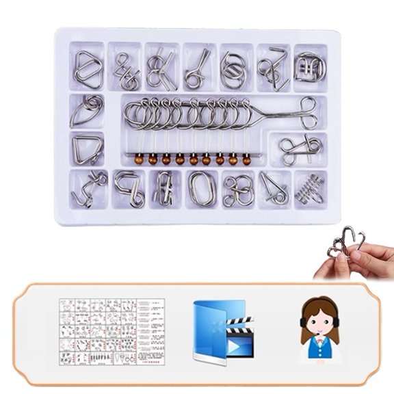 Brain Teaser Puzzles, Metal Wire Puzzles Set, IQ Challenge Games Puzzle
