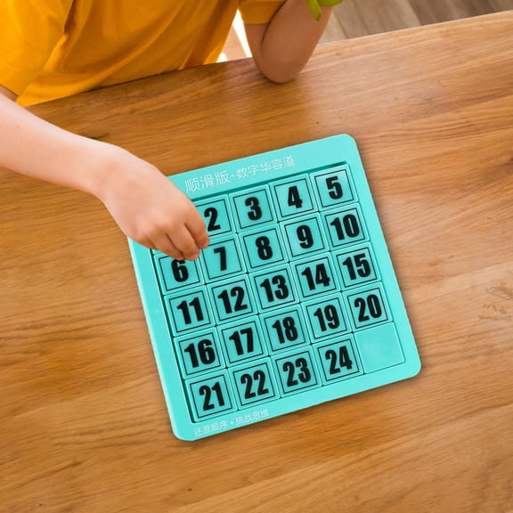 Brain Teaser Sliding Puzzle Number Learning Sliding Block Game Learning Toys for Travel (24 cubes Green)