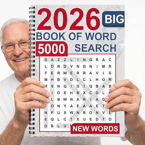 Brain TeasersforAdults, Puzzle GamesforAdults, SearchandFind, Large Print Calendar 2026, Puzzle Book, 5000 Word Puzzles, Large Print, Spiral Bound, 1 Pc