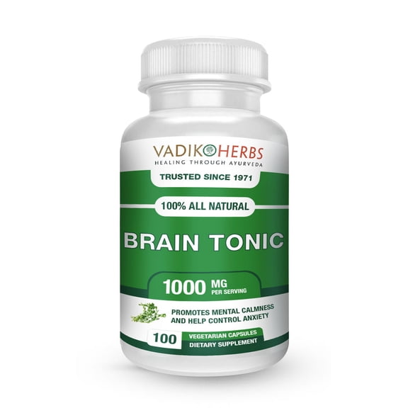 Brain Tonic | Aids in Stress Relief and Anti-Anxiety Mood | All Natural Herbal Supplement to Help Short Term and Long Term Memory Loss | Clinically formulated | Memory Boost