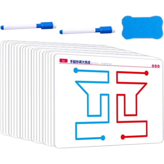 Brain Training Cards, 20 Pcs Left & Right Brain Development Game, Reusable Writing Activity Set(Challenge level)