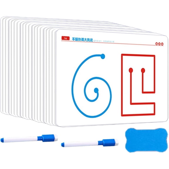 Brain Training Cards, 20 Pcs Left & Right Brain Development Game, Reusable Writing Activity Set(Improve level)
