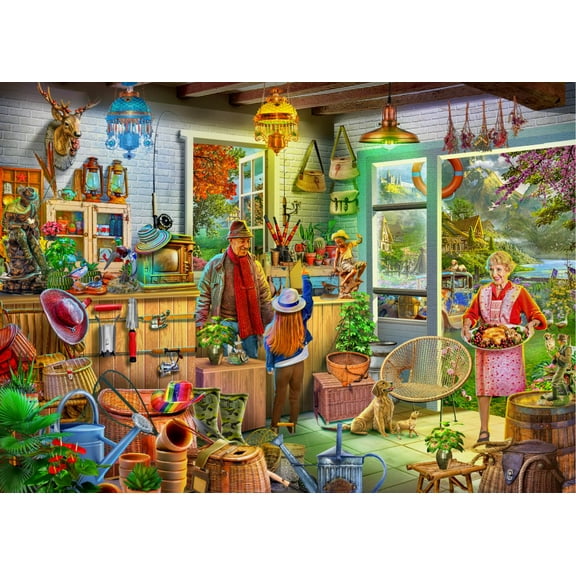 Brain Tree - Fishing Shed - Pearl Series - 1000 Piece Puzzles for for Adults and Kids 12+ Unique Puzzles for Adults and Kids 1000 Pieces and Droplet Technology for Anti Glare & Soft Touch