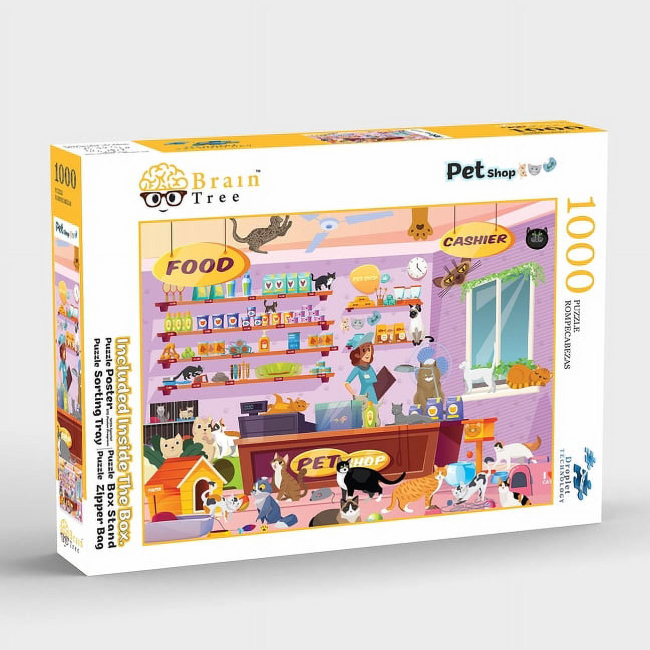 Brain Tree - Petshop 1000 Piece Puzzles for for Adults And Kids 12+ Unique Puzzles for Adults And Kids 1000 Pieces with With 4 Puzzle Sorting Trays And Droplet Technology for Anti Glare & Soft Touch -