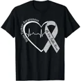 thumbnail image 1 of Brain Tumor Awareness Heart Brain Cancer Gray Ribbon Support T-Shirt, 1 of 2
