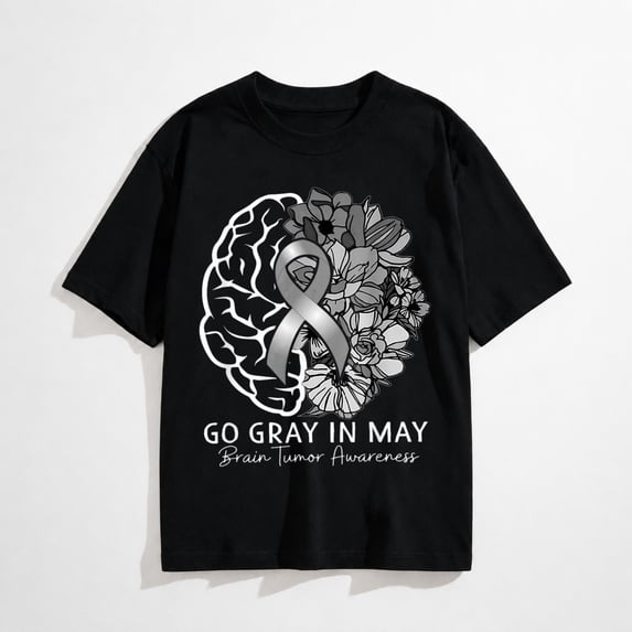 Brain Tumor Awareness Wear Gray in May Strong Warrior Cancer T-Shirt