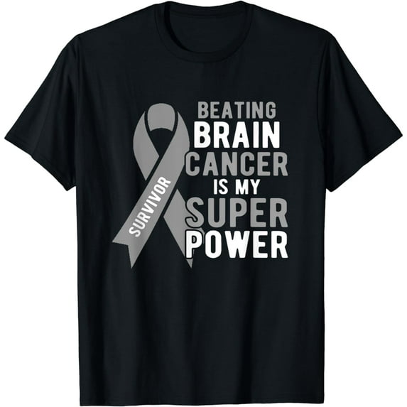 Brain Tumor Cancer Awareness Survivor Grey Ribbon Men Women T-Shirt