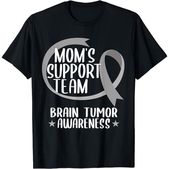 Brain Tumor Support Awareness Month Mom Gray Ribbon Gift T-Shirt