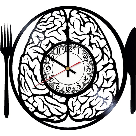 Brain Vinyl Wall Clock,Vinyl Record Clock Wall Art Unique Bedroom kitchen kid Room Decorations Handmade Gift 12 inches