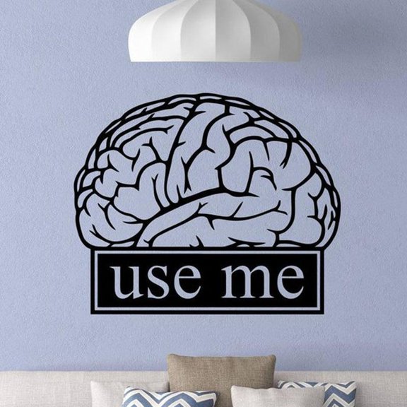 Brain Wall Decal Classroom Work Education Motivation Office Sign Science Quote Sticker Study Decor School Office Mural 51x42cm