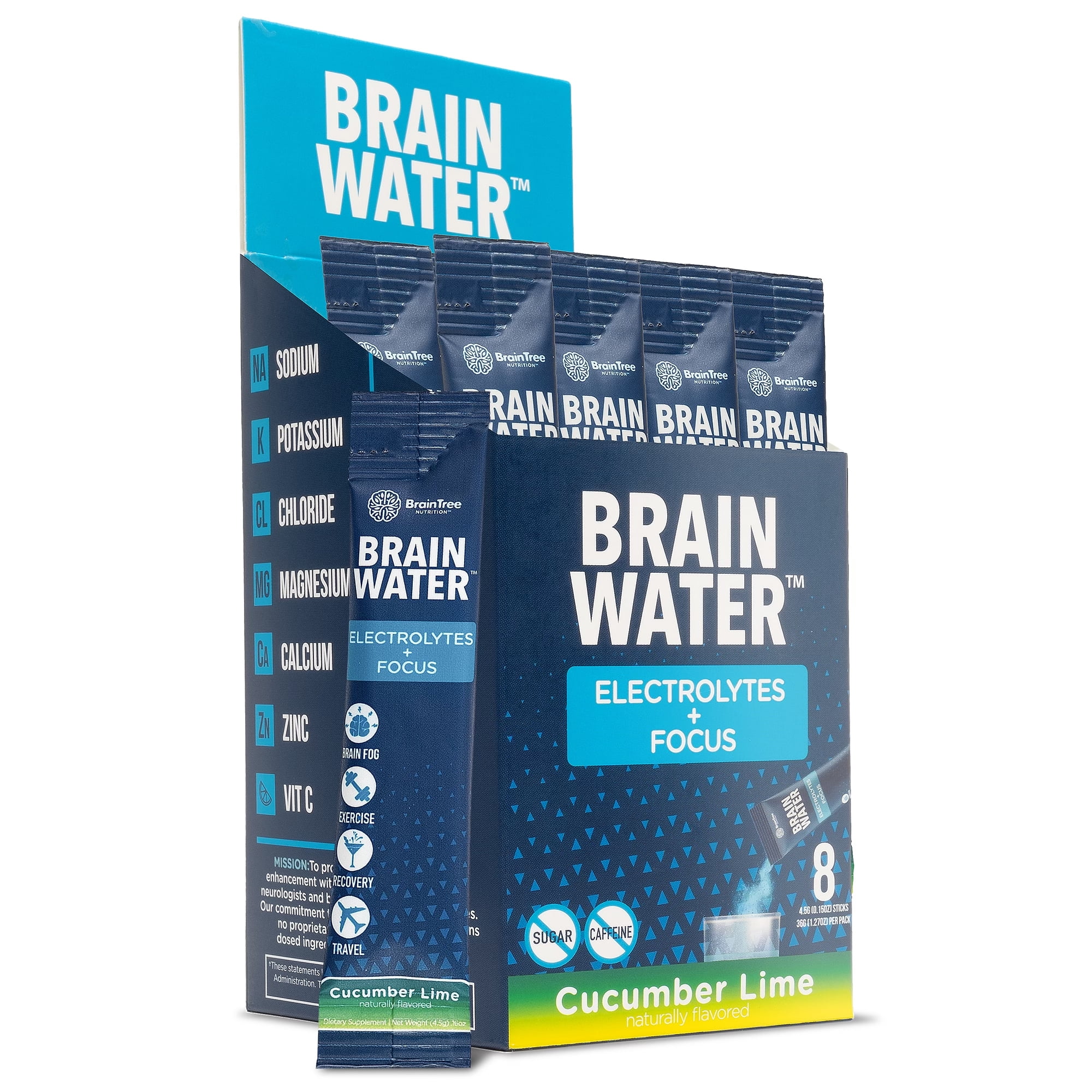 Brain Water Electrolytes + Focus (Cucumber Lime 8 Pack)
