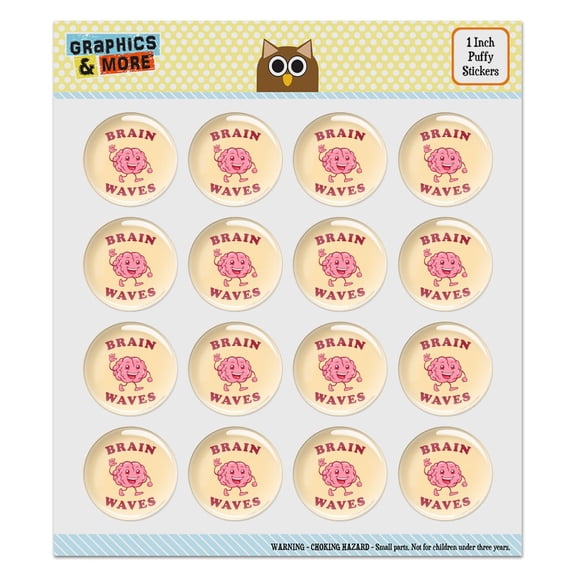Brain Waves Waving Funny Humor Puffy Bubble Dome Scrapbooking Crafting Sticker Set