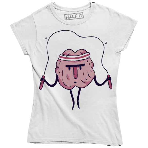 Brain Wearing Headband Jumping The Rope With serious Facial Expression T-Shirt