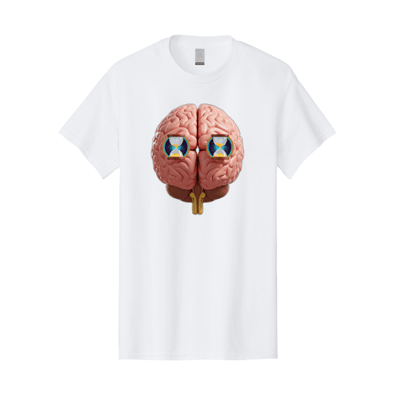 Brain-With-Hourglasses Mens Graphic Tee, 100% Cotton, Casual Summer Wear BAA216