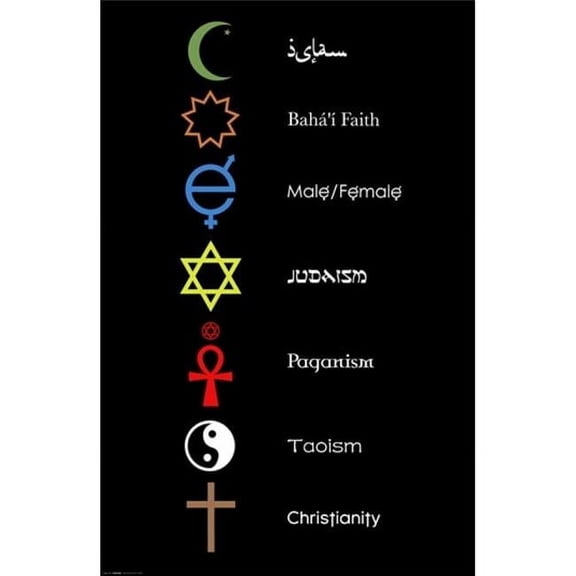 BrainBoosters Coexist Symbols Poster 24'' x 36'' Framed Poster