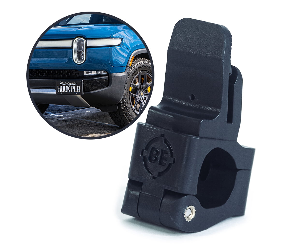 BrainExploder Tow Hook License Plate Mount for Rivian R1T and R1S