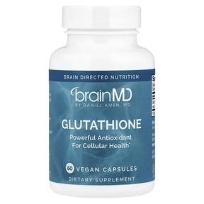 BrainMD Glutathione with Setria 250mg 60 Vegan Capsules - Cellular Antioxidant Support