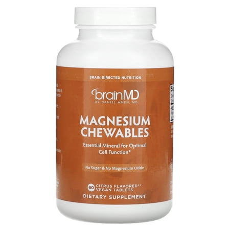 BrainMD Magnesium Chewables, Citrus, 150 mg , 60 Vegan Tablets