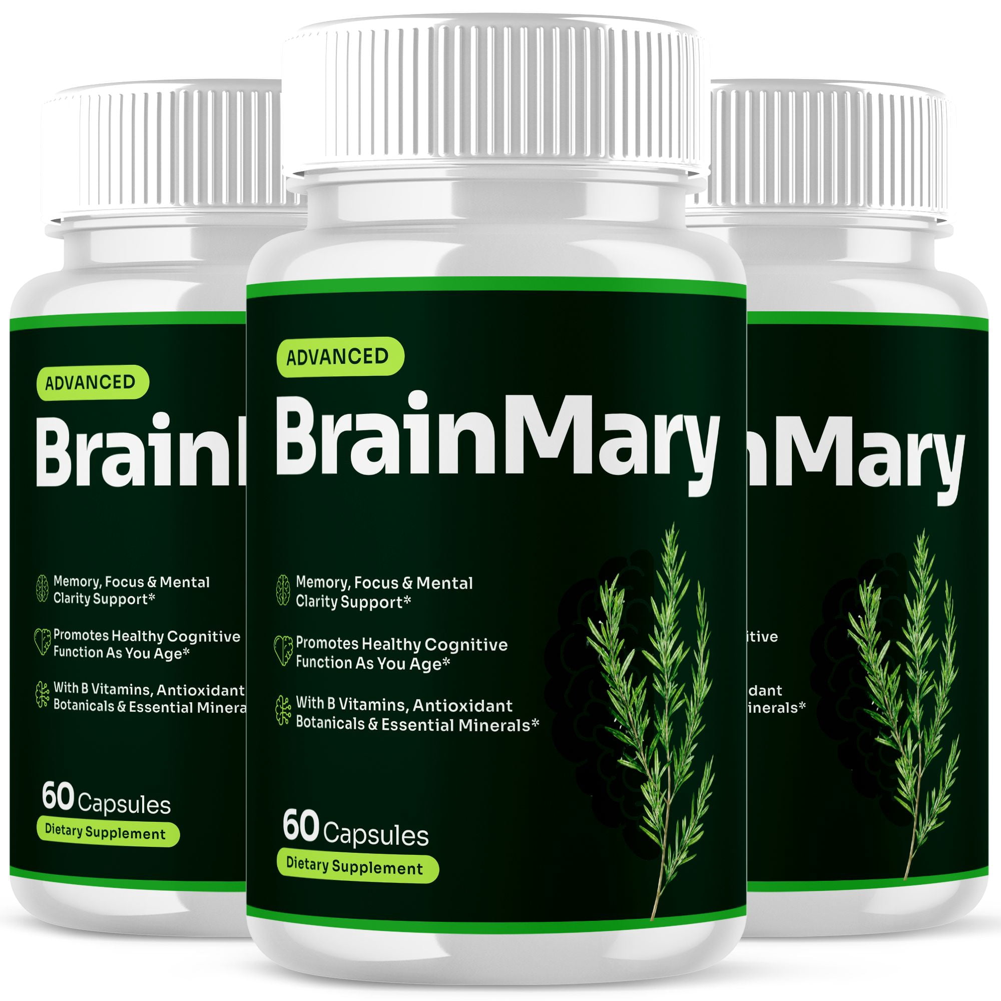 BrainMary Advanced Formula Brain Support Pills Maximum Strength Supplement Brain Mary 180 Capsules