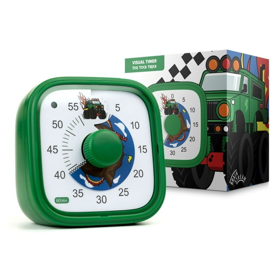 BrainStream Tick Tock Truck Clock, Visual Timer - Fun Monster Truck Clock for Kids & Adults