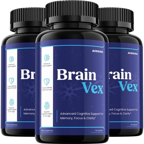 Brain Vex Capsules Brain Vex Pills Natural Blend Memory Focus Support Supplement (3 Pack, 180 Capsules)