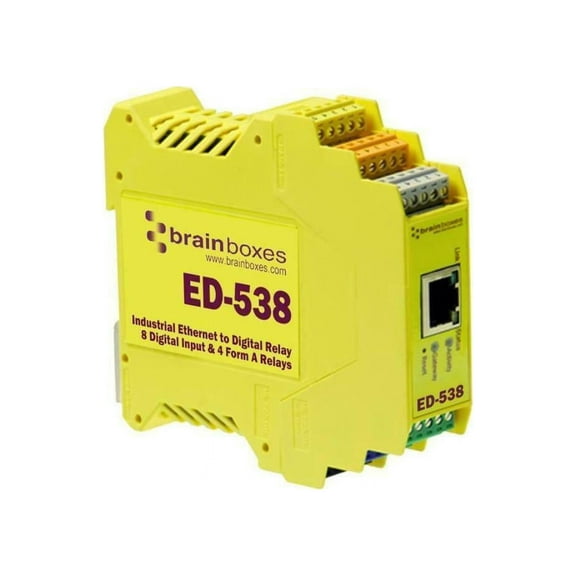 Brainboxes Ethernet to 4 Relays and 8 Digital Inputs + RS485 Gateway ED538