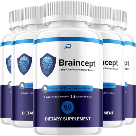 Braincept Supplement Capsules – Brain Cept Natural Blend Memory Focus, 5 Pack, 300 Capsules
