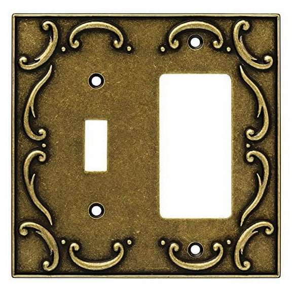 Brainerd 126387 French Lace Single Switch/Decorator Wall Plate Cover Burnished Antique Brass