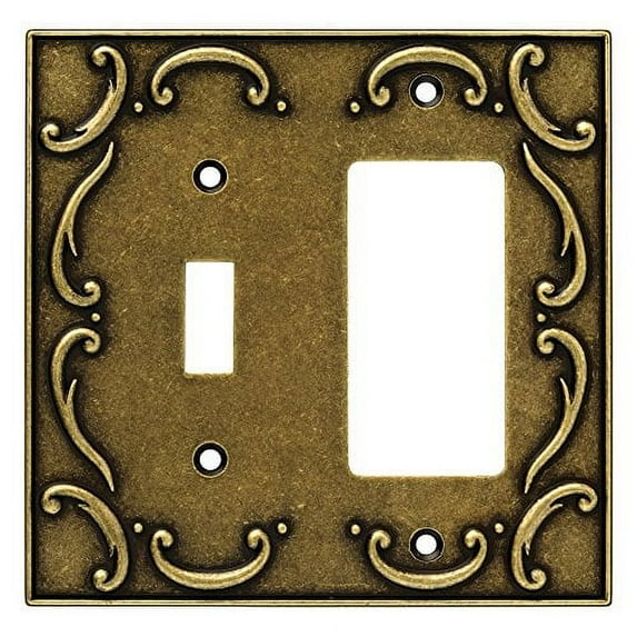 Brainerd 126387 French Lace Single Switch/Decorator Wall Plate Cover Burnished Antique Brass