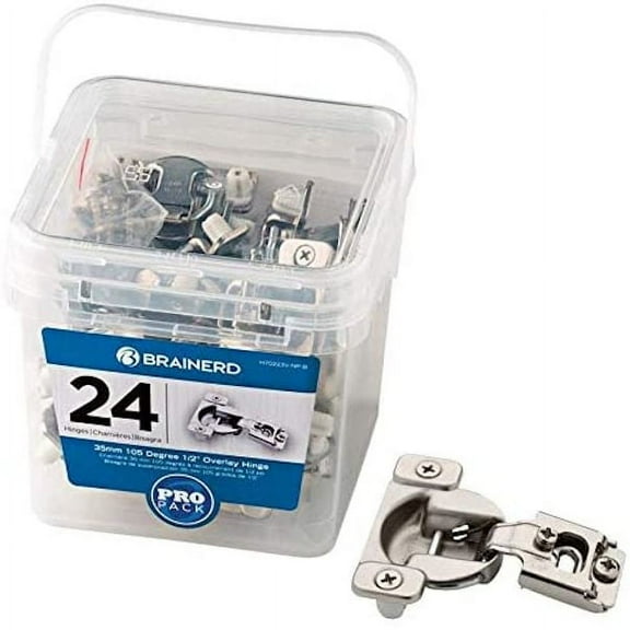 Brainerd 24-Pack 1/2-in Nickel Plated Concealed Cabinet Hinge # H70223V-NP-B