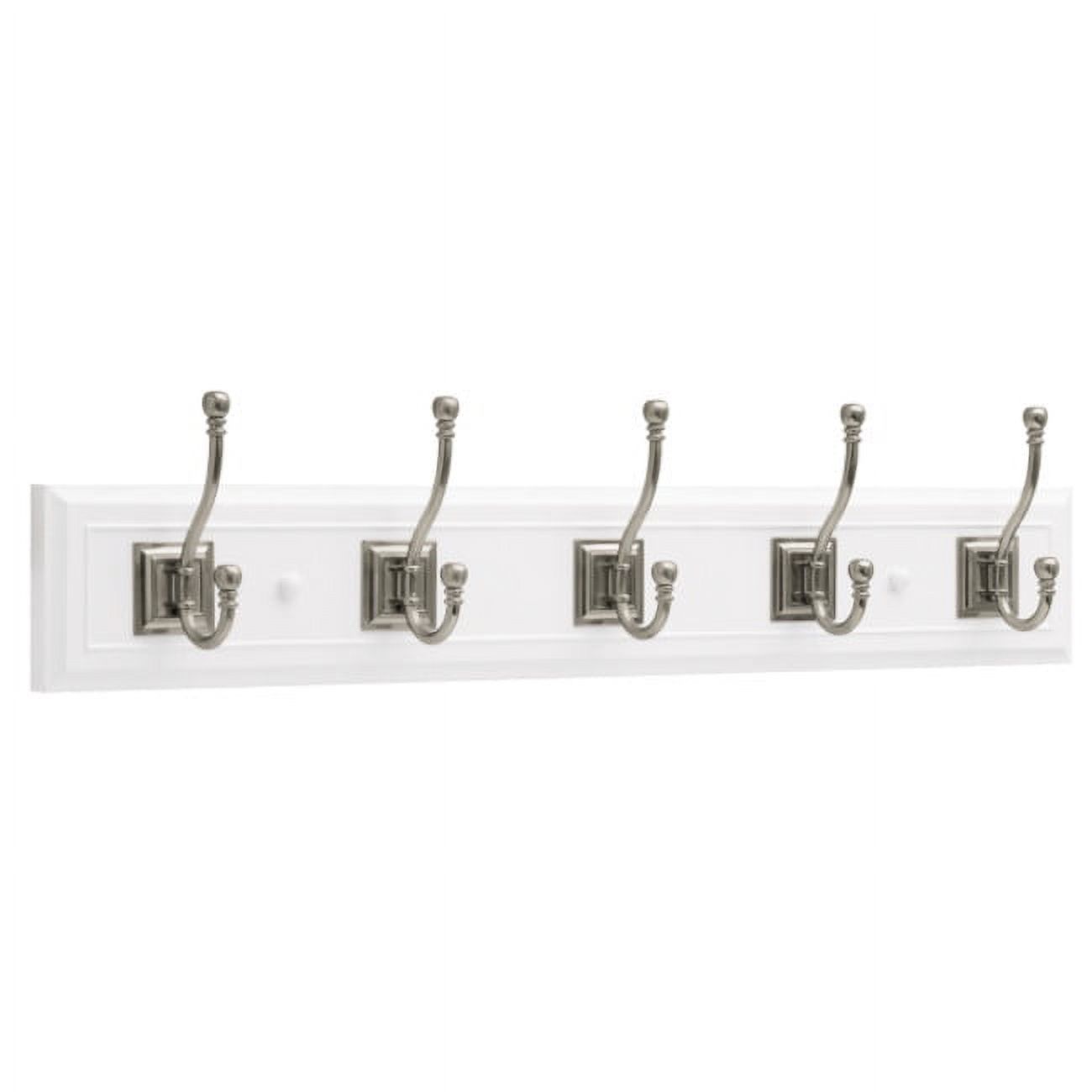 Brainerd 27" Architectural Rail with 5 Architectural Hooks, Flat White and Satin Nickel - image 1 of 2
