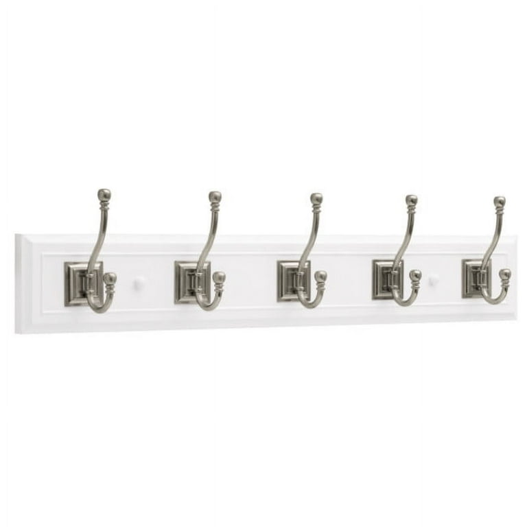 27 in. White Rail with 5 Satin Nickel Hooks 27 in. White Rail with 5 Satin Nickel Hooks