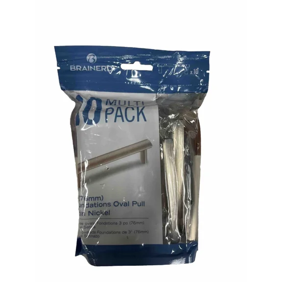 Brainerd 3-In Center To Center Satin Nickel Oval Bar Drawer Pulls (10 Pack)