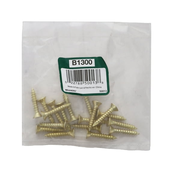 Brainerd 50013 #9 Satin Brass Recessed Hinge Screws (Bag of 18 Screws)