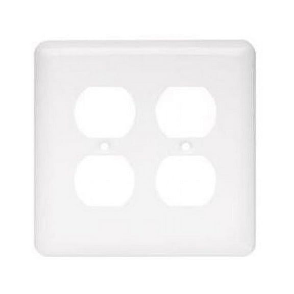 Brainerd 64077 Stamped Steel Round Double Duplex Outlet Wall Plate/Switch Plate/Cover, White