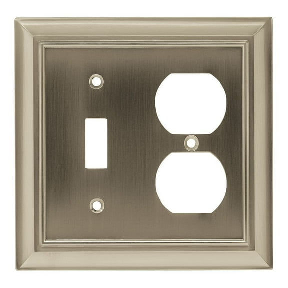 Brainerd 64171 Architectural Single Toggle Switch/Duplex Wall Plate / Switch Plate / Cover Satin Nickel