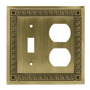 Brainerd 64338 Antique Bronze Greek Key 1 Switch Duplex Cover Plate