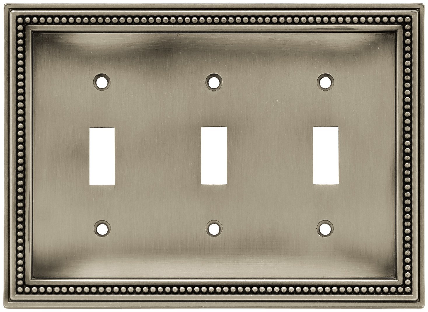 Brainerd 64737 Beaded Triple Toggle Switch Wall Plate / Switch Plate / Cover, Brushed Satin Pewter - image 1 of 3
