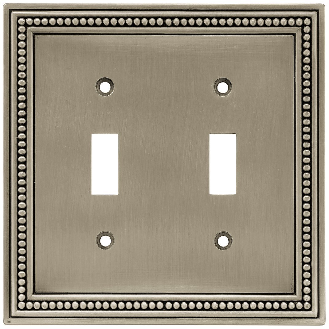 Brainerd 64772 Beaded Double Toggle Switch Wall Plate / Switch Plate / Cover, Brushed Satin Pewter - image 1 of 2