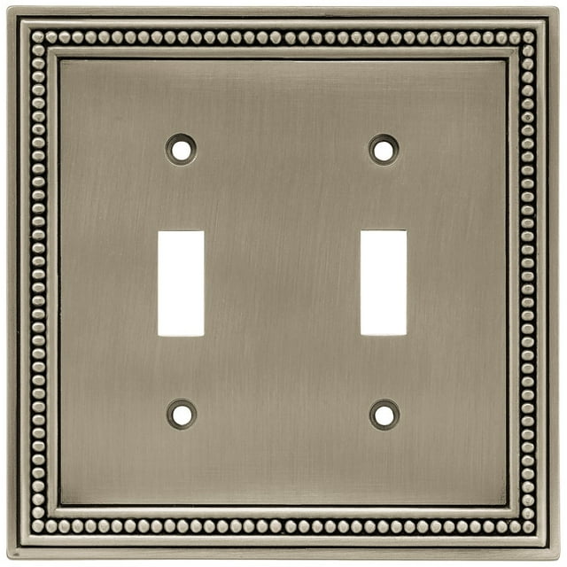Brainerd 64772 Beaded Double Toggle Switch Wall Plate / Switch Plate / Cover, Brushed Satin Pewter