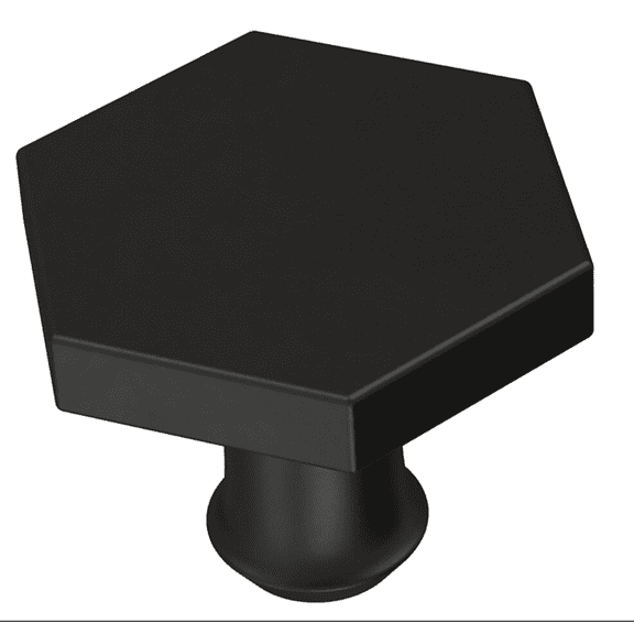 Brainerd P42267W-FB Flat Black 1 1/4" Hexagon Cabinet & Drawer Knob