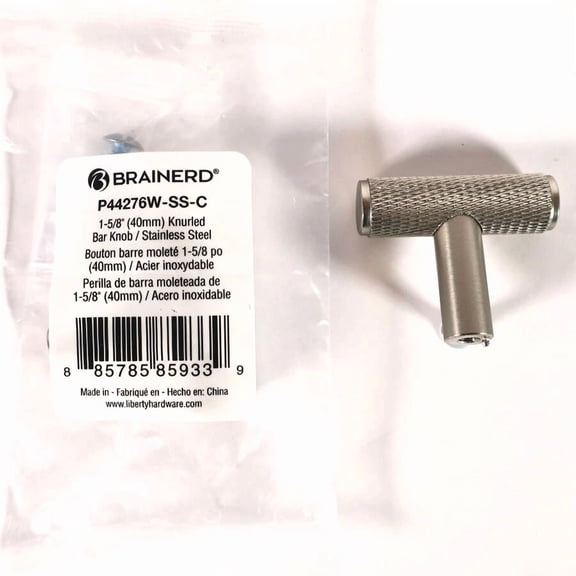 Brainerd P44276W-Ss-C 1-5/8 Knurled Bar Knob Drawer Pull Stainless Steel