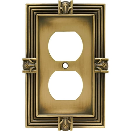 Franklin Brass Pineapple (1-Pack) Outlet Covers Wall Plate Tumbled Antique Brass 1-Gang Wall Plate Single Duplex Switch Plates Electrical Guard 64472