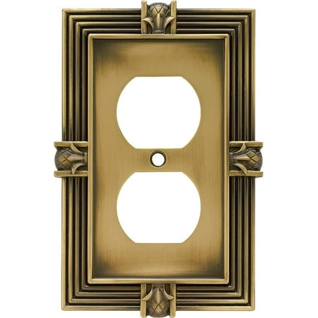 Franklin Brass Pineapple (1-Pack) Outlet Covers Wall Plate Tumbled Antique Brass 1-Gang Wall Plate Single Duplex Switch Plates Electrical Guard 64472